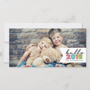 hallo Happy New Year 2015 Family-fotokaart Feestdagenkaart