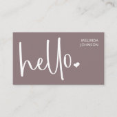 Hallo Hart Script QR Code Social Media Old Pink Visitekaartje (Voorkant)