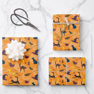 hallo heks - naadloos halloween patroon. inpakpapier vel