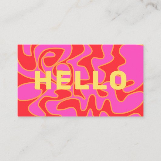 Hallo Helderrode Retro Groovy Hot Pink Visitekaartje (Voorkant)