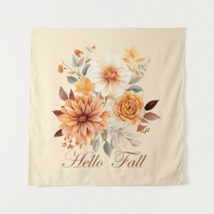 Hallo herfst Aquarel wilde bloemen bladeren herfst Wandkleed