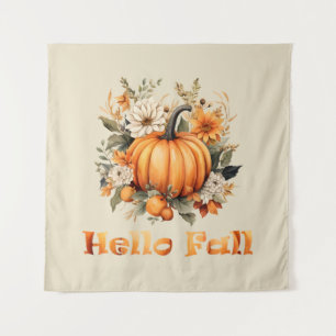 Hallo herfst aquarel wilde bloemen herfstbladeren wandkleed