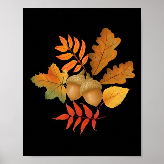 Hallo Herfst bladeren en eikels herfst Herfst Than Poster (Voorkant)