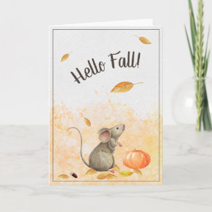 hallo Herfst Cute Mouse Kaart