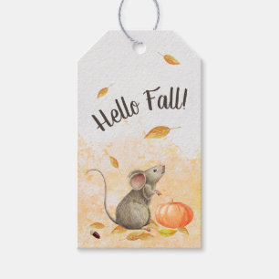 hallo Herfst Cute Mouse Thanksgiving Business Cadeaulabel