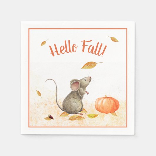 hallo Herfst Cute Mouse Thanksgiving Servet (Voorkant)