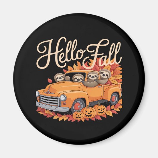 Hallo Herfst Funny Sloth Halloween pompoen Classic Magneet (Voorkant)