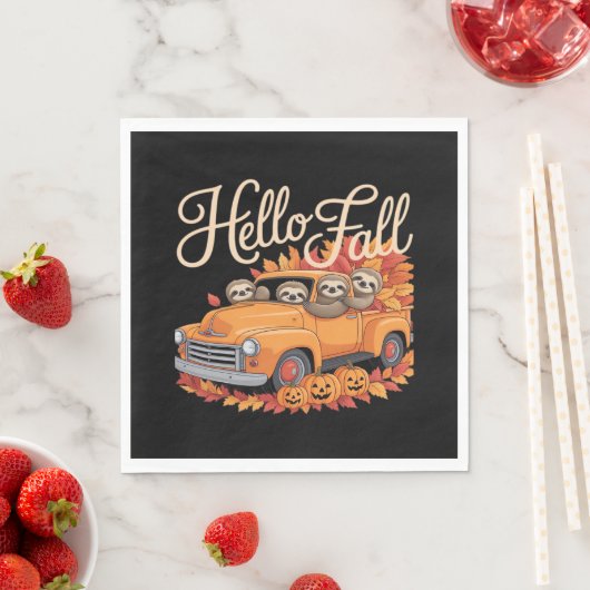 Hallo Herfst Funny Sloth Halloween pompoen Classic Servet (Insitu)