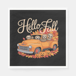 Hallo Herfst Funny Sloth Halloween pompoen Classic Servet
