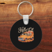 Hallo Herfst Funny Sloth Halloween pompoen Classic Sleutelhanger (Voorkant)