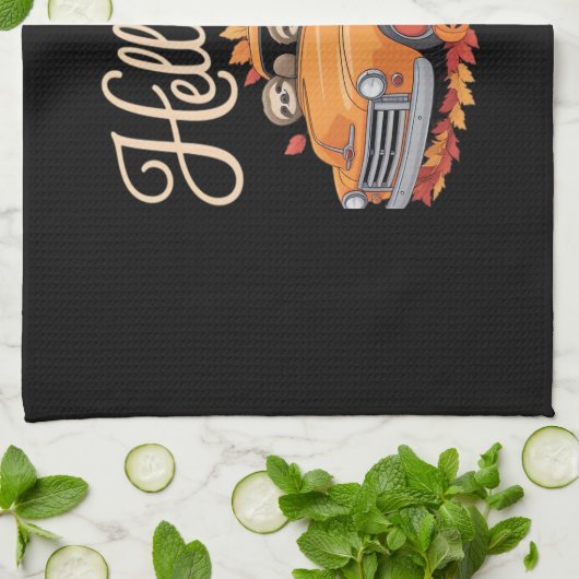 Hallo Herfst Funny Sloth Halloween pompoen Classic Theedoek (Gevouwen)