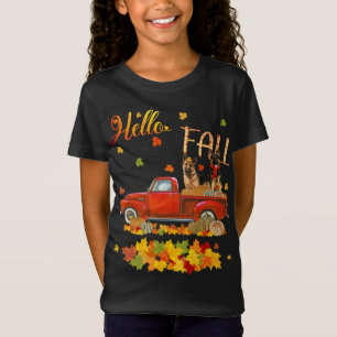 hallo Herfst German Shepherd Leaf Autumn Red Truck T-shirt
