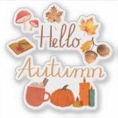 Hallo Herfst – Gezellige Herfst Vibes met pompoene Sticker (Voorkant)