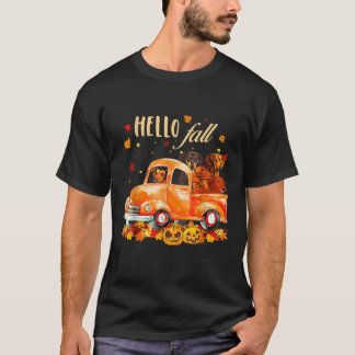 Hallo Herfst Grappige Dachshond Halloween pompoen T-shirt