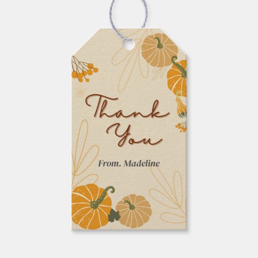 Hallo herfst herfst dank u aangepaste labels cadeaulabel (Voorkant)