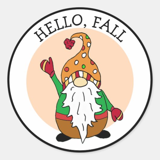hallo, Herfst, herfst Gnome Ronde Sticker (Voorkant)