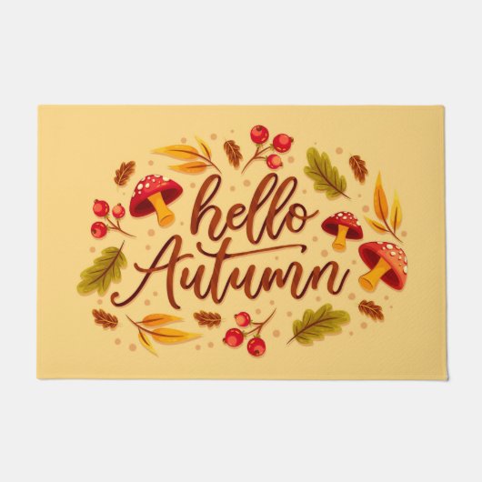 Hallo Herfst Herfst Home Decor Paddenstoel Deurmat (Voorkant)