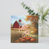 Hallo Herfst Herfst Thanksgiving Plattelandsschuur Kaart (Staand voorkant)