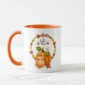 Hallo Herfst Herfstbladeren en pompoenen Keramisch Mok (Links)
