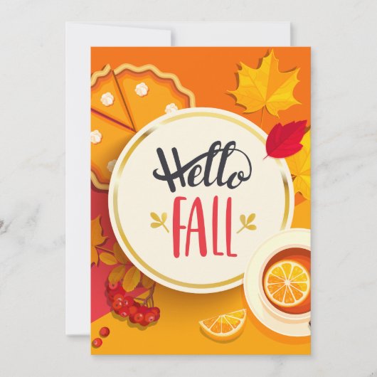 Hallo Herfst herfstbladeren en pompoentaart Kaart (Voorkant)