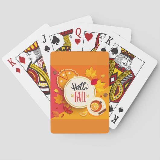 Hallo Herfst herfstbladeren en pompoentaart Pokerkaarten (Achterkant)