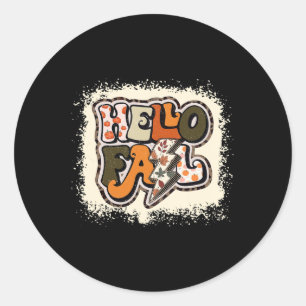 Hallo Herfst Herfstvibes Retro Groovy Ronde Sticker
