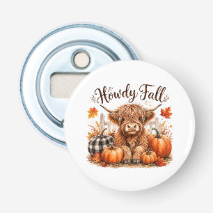 Hallo Herfst Hoogland Koe Gelukkig Thanksgiving He Button Flesopener