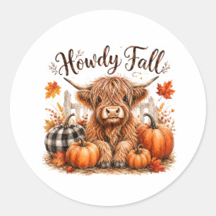 Hallo Herfst Hoogland Koe Gelukkig Thanksgiving He Ronde Sticker