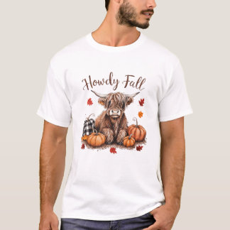Hallo Herfst Hoogland Koe Gelukkig Thanksgiving He T-shirt