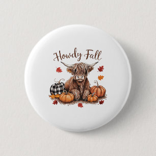 Hallo Herfst Koe Gelukkig Thanksgiving Herfst Sfee Ronde Button 5,7 Cm