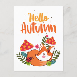 Hallo Herfst Lieve Vos Herfst Herfst Seizoen Briefkaart