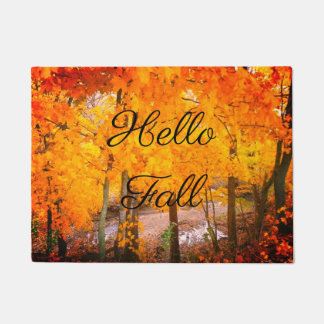 hallo Herfst met deuromat van de herfst Deurmat