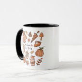 Hallo Herfst Mok, Herfst Vibes Mok, Retro Doodle Mok (Voorkant links)