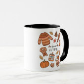 Hallo Herfst Mok, Herfst Vibes Mok, Retro Doodle Mok (Voorkant rechts)