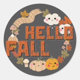 hallo Herfst Natuur najaar bladeren pompoenen Ronde Sticker