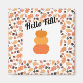 Hallo Herfst-Oranje herfstpompoenen en bladeren Magneet (Voorkant)