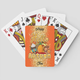 hallo herfst Pas Tekst en Kleur aan Pokerkaarten
