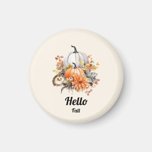 Hallo Herfst-Pastel Pompoen en Egel Herfst Magneet