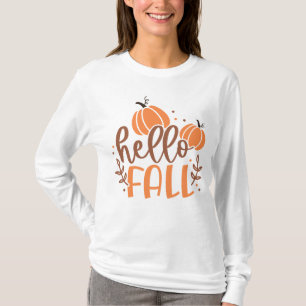 Hallo Herfst pompoen & bladeren eenvoudige herfst T-shirt