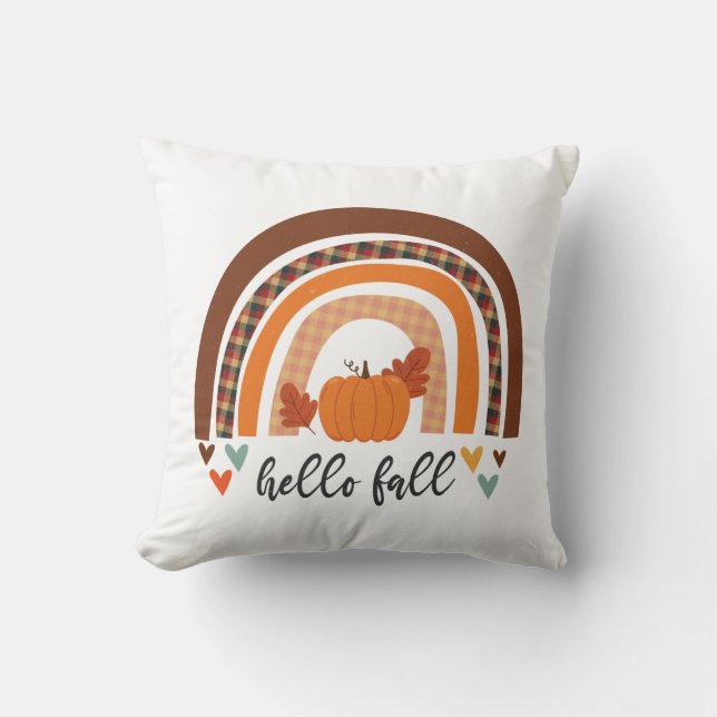 hallo Herfst pompoen en regenboog Kussen (Voorkant)