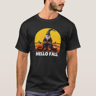 Hallo Herfst Pompoen Geruite Truck Kabouters Voor  T-shirt