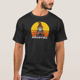 Hallo Herfst Pompoen Geruite Truck Kabouters Voor  T-shirt