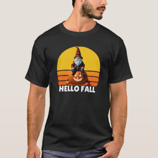 Hallo Herfst Pompoen Geruite Truck Kabouters Voor  T-shirt
