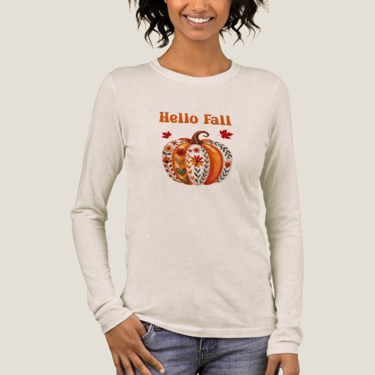 Hallo Herfst pompoenblad Tri-Blend Shirt (Voorkant)