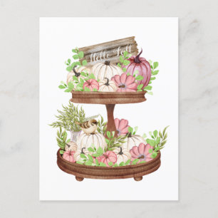 Hallo Herfst pompoenen en bladeren herfstoogst Briefkaart