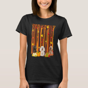 Hallo Herfst Poodle Esdoornblad Herfst Pompoen Her T-shirt
