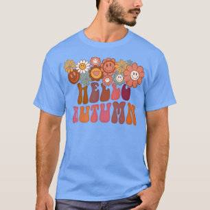 hallo herfst  Retro Groovy Flowers Herfst dan T-shirt