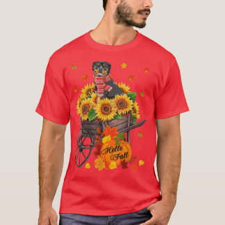 hallo Herfst Rottweiler Dog in zonnebloemen T-shirt
