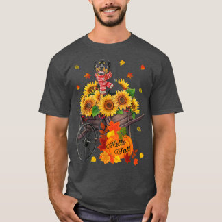 hallo Herfst Rottweiler Dog in zonnebloemen T-shirt