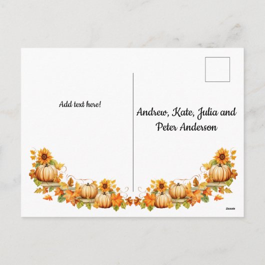 Hallo Herfst - Rustiek Herfst landschap Feestdagenkaart (Achterkant)